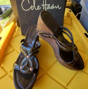 Cole haan womens wedgecork  slid on dk cho 10size
